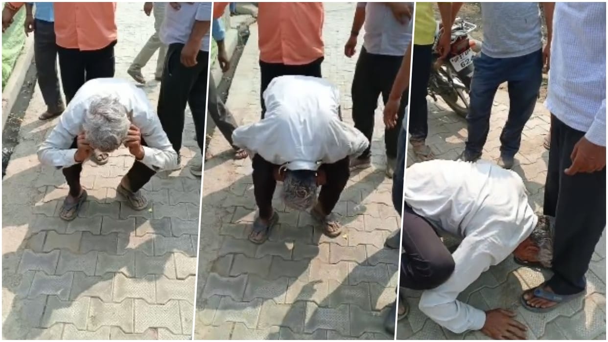 An elderly farmer was publicly humiliated in the middle of the road in the village of Nahil, Shahjahanpur