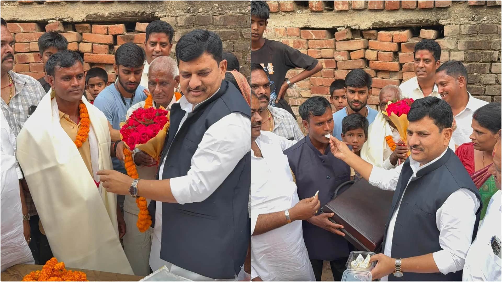 फर्जी दावा करने वाले रंजीत को सम्मानित करते पूर्व विधायक