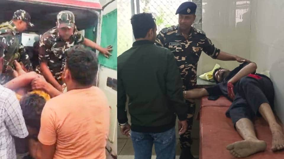 घायलों को अस्पताल पहुंचाते एसएसबी के उप कमांडेंट।