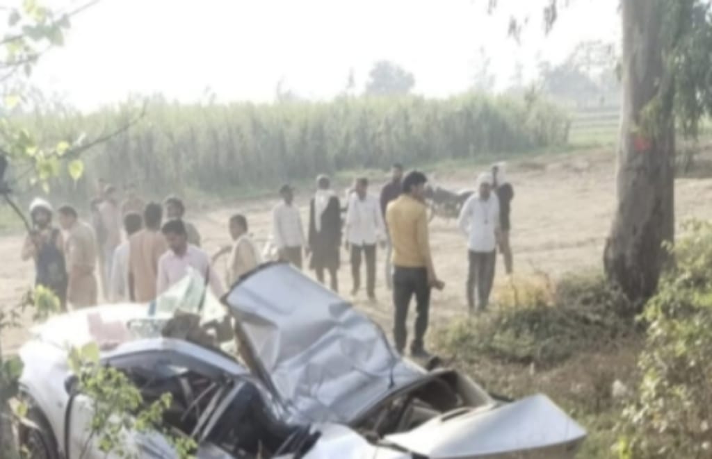 Car returning from Meerut wedding hits tree in Charthawal Muzaffarnagar, two dead