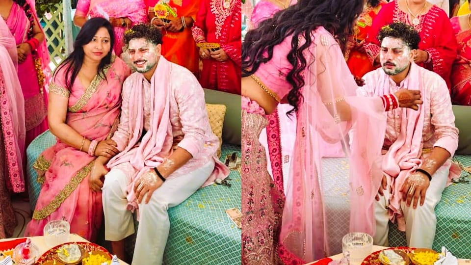 Cricketer Kuldeep Yadav and vanshika Mehndi and Haldi ceremonies held in Mussoorie bride and groom danced