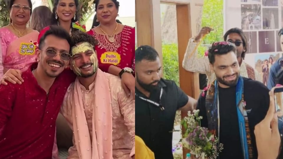 Cricketer Kuldeep Yadav and vanshika Mehndi and Haldi ceremonies held in Mussoorie bride and groom danced