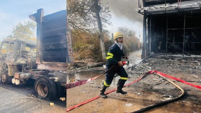 Explosion in Trailer's Diesel Tank in Rohtak; Solar Plate Showroom Engulfed