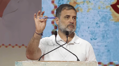 LOP Rahul Gandhi on Kanshiram Jayanti programme in Lucknow.