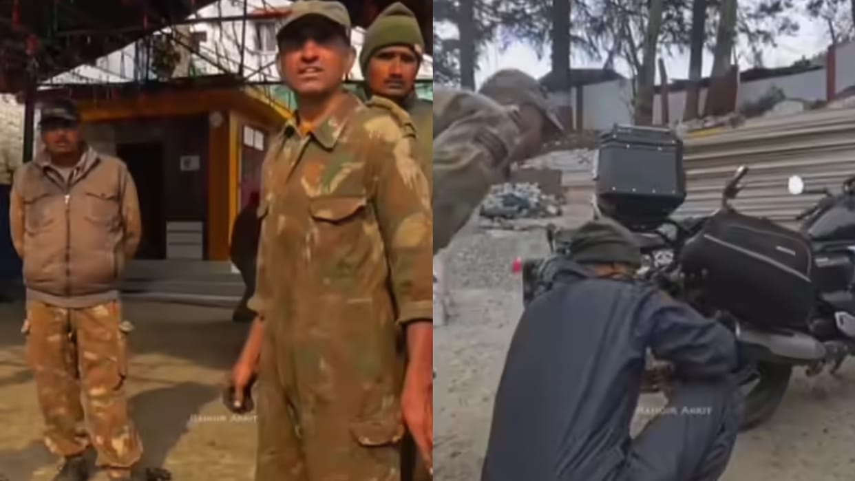 Biker Help From Border Roads Organisation In Repairing Bike Brake Without Taking Single Penny