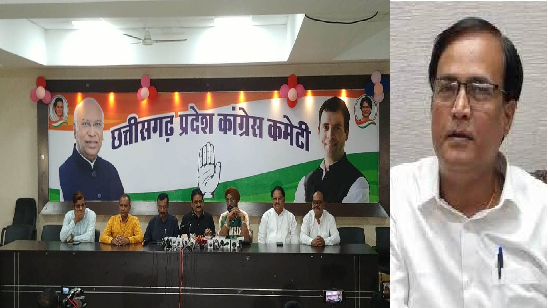 प्रेस कॉन्फ्रेंस लेते छत्तीसगढ़ कांग्रेस, प्रदेश बीजेपी प्रवक्ता नलिनीश ठोकने