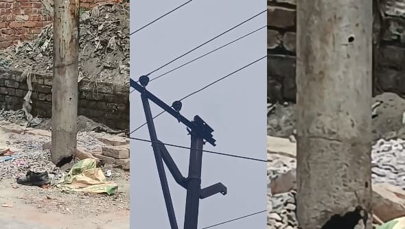 Kanpur Two HT line poles are in dilapidated condition; hightension line could collapse at any moment