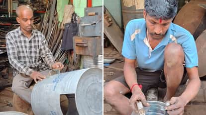 लोहटिया में चूल्हा बनाते कारीगर।