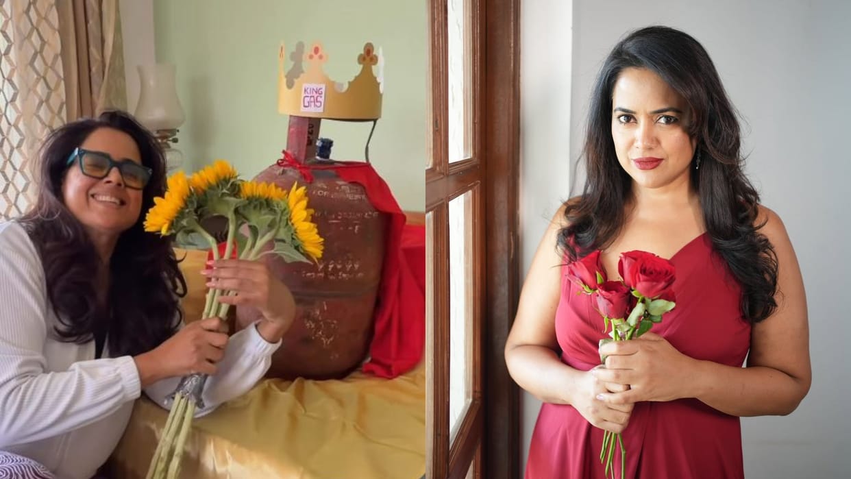 Sameera Reddy make funny video with cylinder amid lpg shortage users comment on it