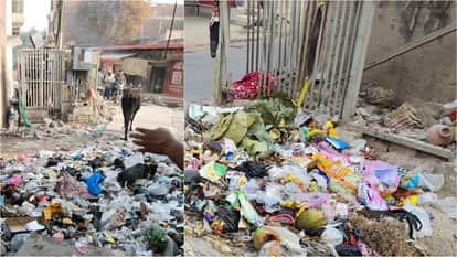 ताजमहल के आसपास क्षेत्र में फैली गंदगी।