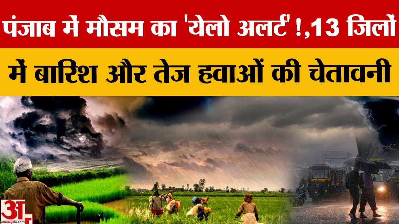 पंजाब के 13 जिलों में बारिश और तेज हवाओं का यलो अलर्ट, अगले 6 दिन तापमान में 3–5°C गिरावट