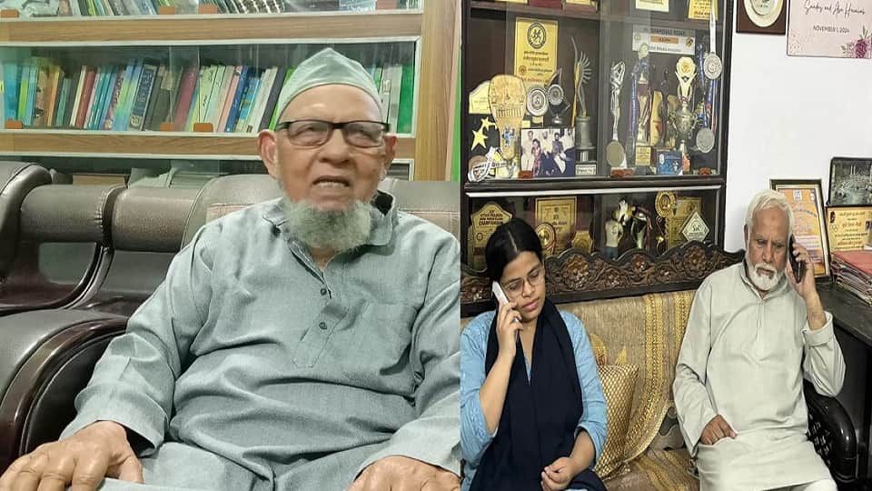 बेटी के न आने के बारे में बताते पिता, सऊदी अरब में नौकरी कर रहे बेटे से बात करते पिता शमशाद निसार