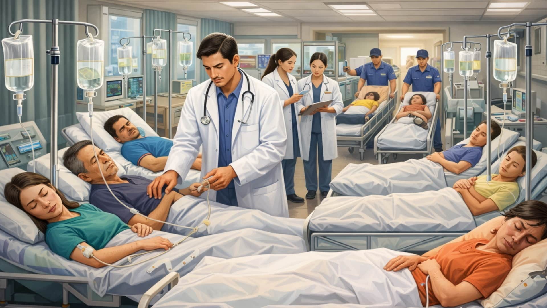 फूड प्वॉयजनिंग के बाद अस्पताल में भर्ती मरीज। सांकेतिक