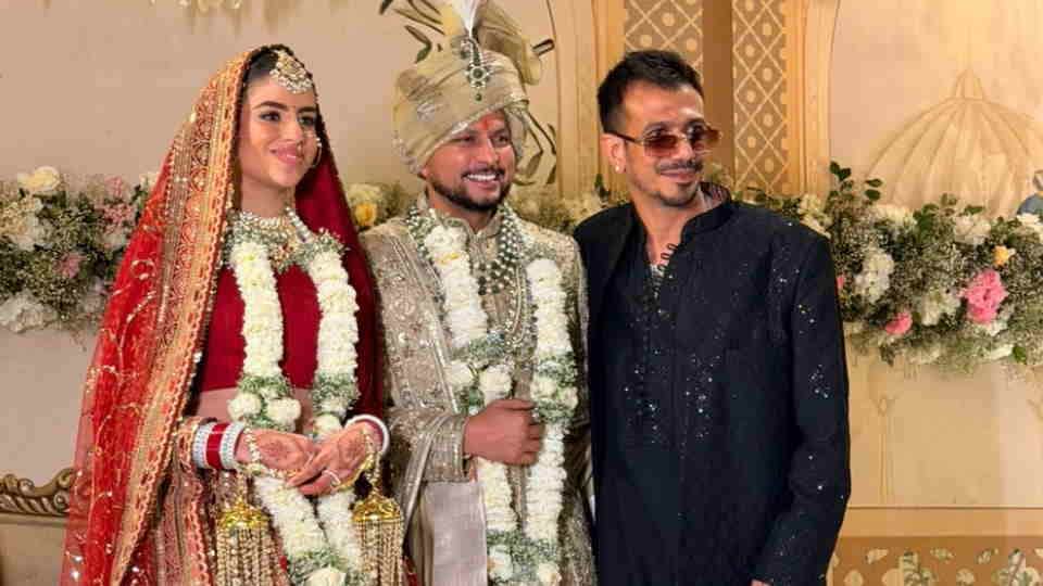 Kuldeep Yadav Vanshika in Mussoorie Photos Chahal Rinku Priya Saroj Dhirendra Shastri Attend Photos Video