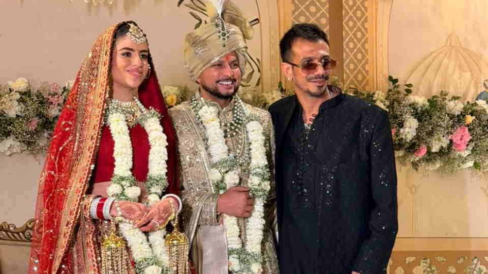 Kuldeep Yadav Vanshika in Mussoorie Photos Chahal Rinku Priya Saroj Dhirendra Shastri Attend Photos Video
