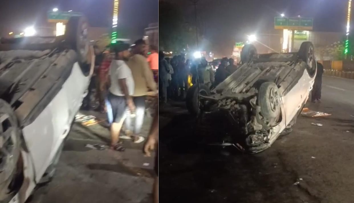 Kanpur Car Overturns After Striking Divider Friends Were Partying After Exams Three Sustain Minor Injuries