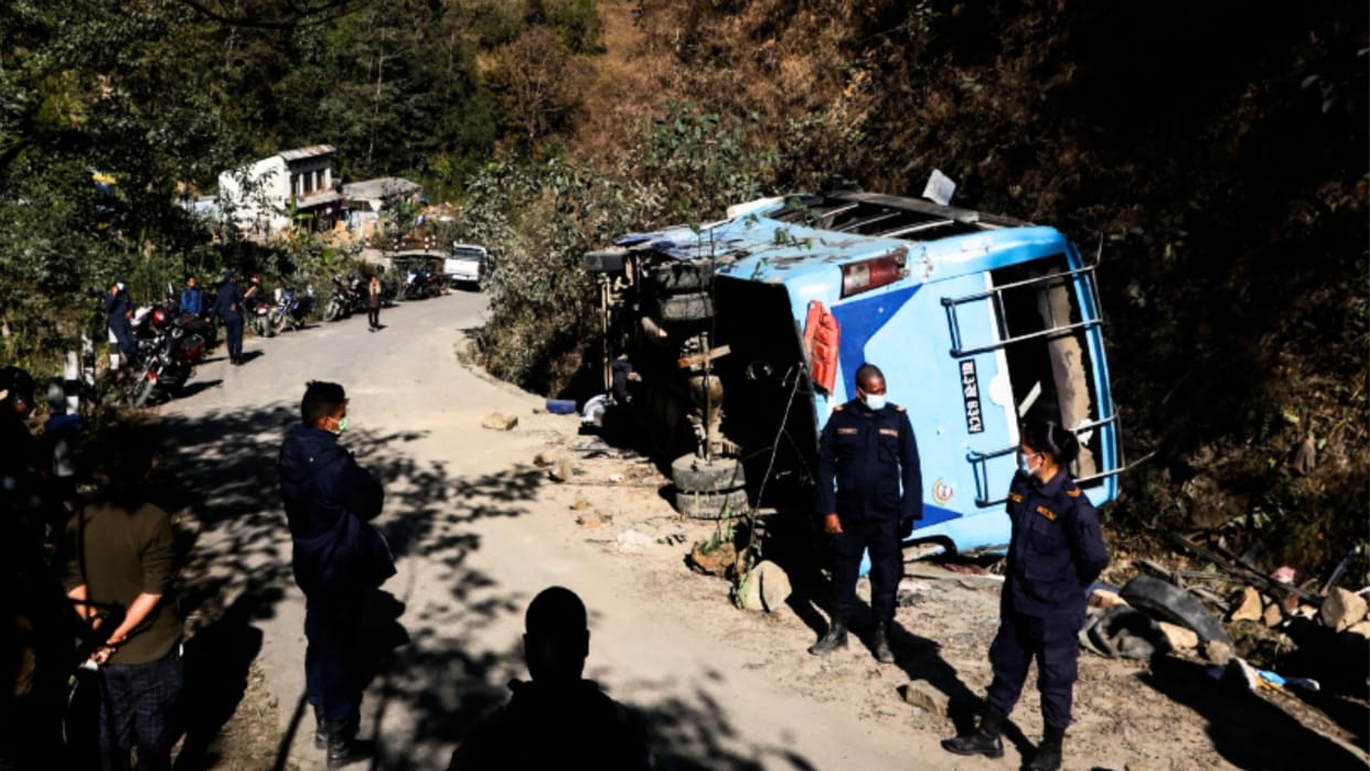 Tragic accident Nepal Seven Indian pilgrims returning Manokamna Temple died bus fell about 200 meters down