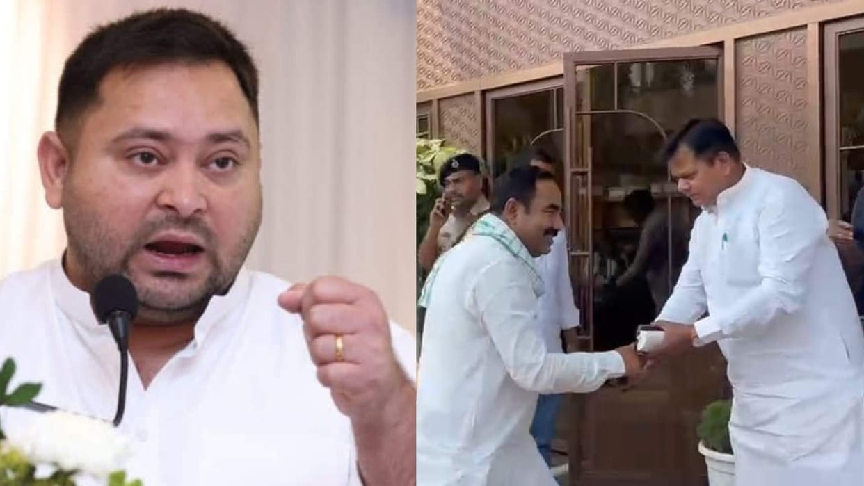 Tejashwi Yadav meeting RJD party MLAs and MLCs in hotel, Rajya Sabha elections 2026