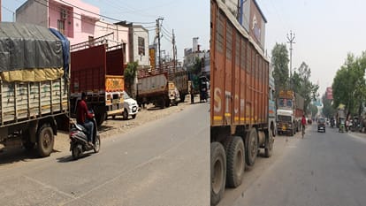 Parking of trucks in residential areas of Hathras city