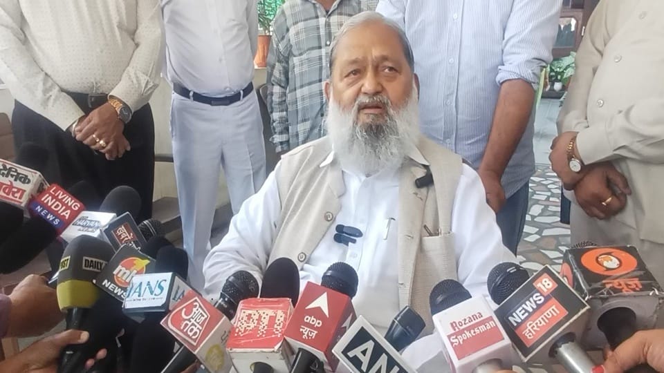 Minister Anil Vij slams Congress in Ambala