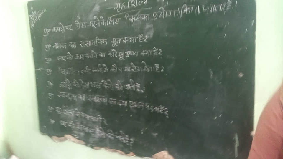 ब्लैकबोर्ड पर लिखे प्रश्न