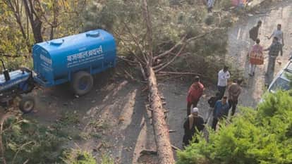 Strong storm in Haldwani caused school wall collapse trapping eight people under debris Rain havoc Uttarakhand