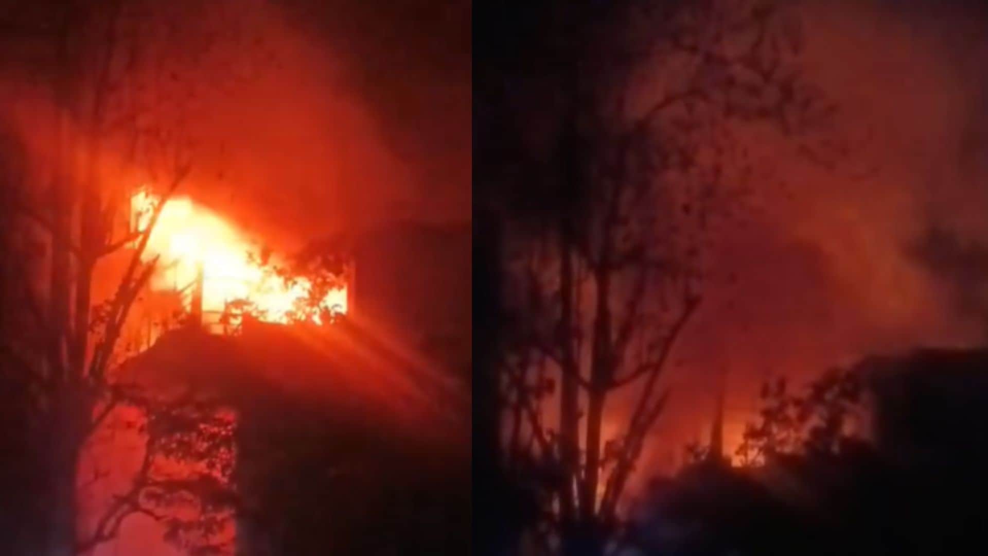 Fire breaks out in two-story house mother and son died from burns husband injured in ballia