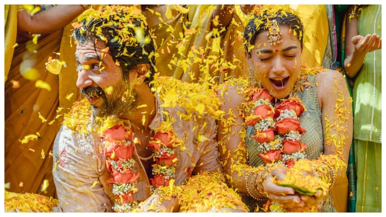 Rashmika Mandanna vijay deverakonda share Haldi sangeet celebration holi photos