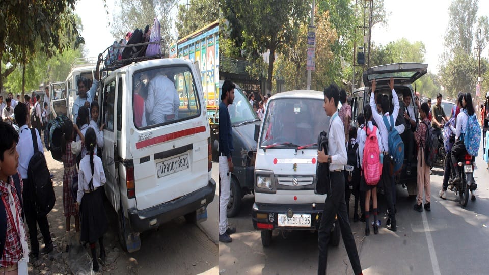 Traveling from home to school in dilapidated vehicles