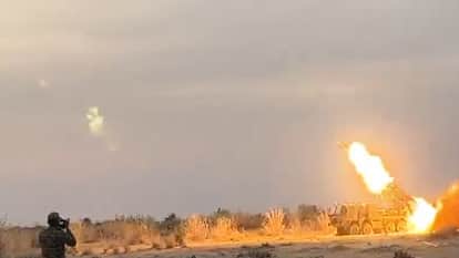 solar group conducts maiden proof trial of pinaka extended range rockets in pokhran firing range