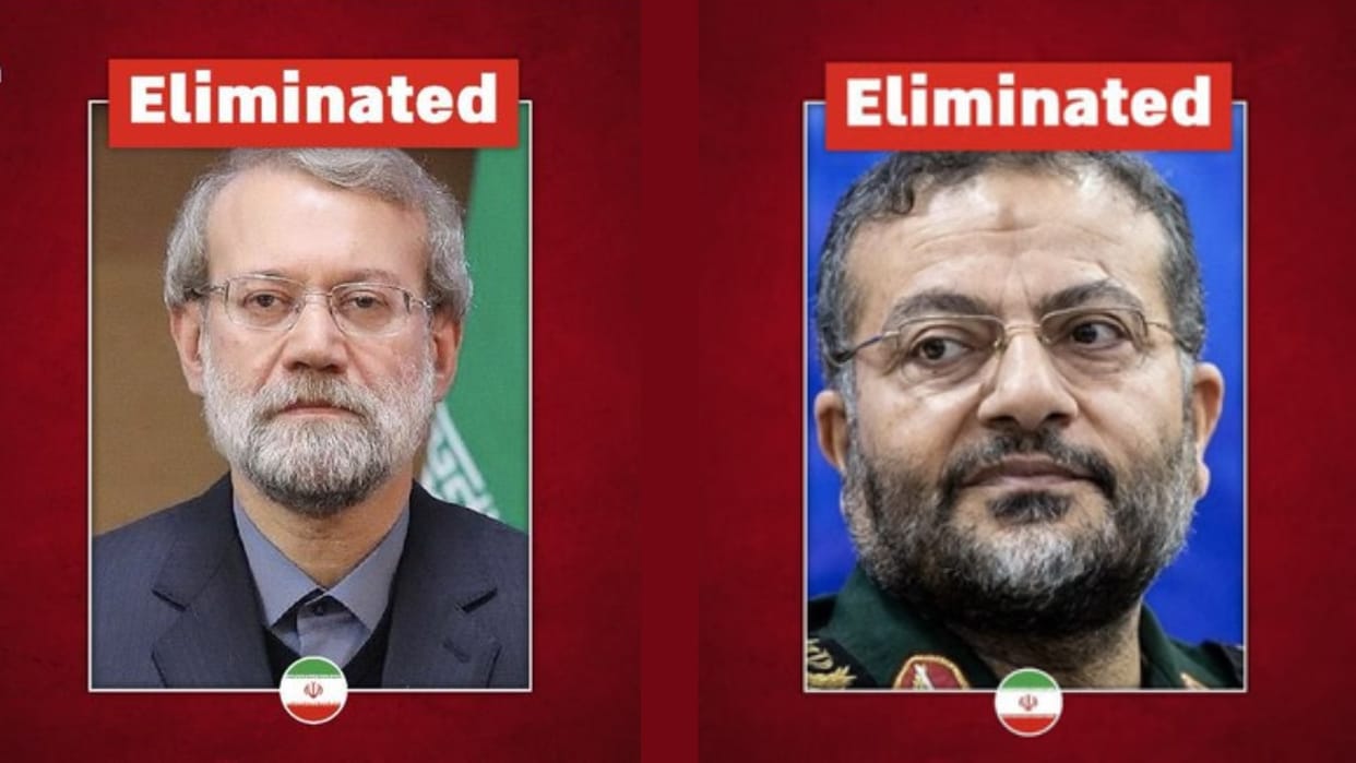 Iran confirms killing of Basij force head Gholam Reza Soleimani Israel claims Ali Larijani also died