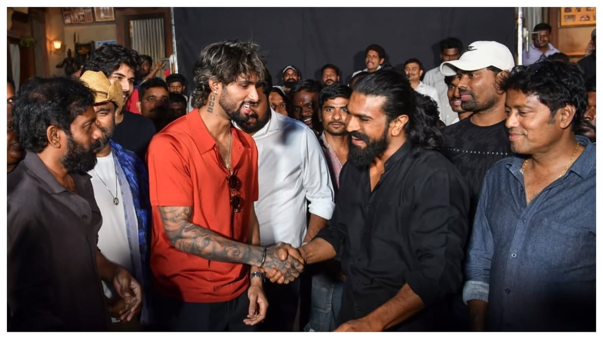 Ram Charan hosts cricketer Tilak Varma on Peddi sets actor gifts him signed bat