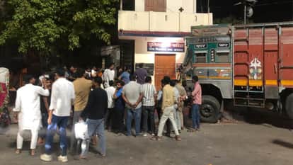 Azamgarh Road Accident Out-of-control truck crashes into police booth two youths injured in azamgarh