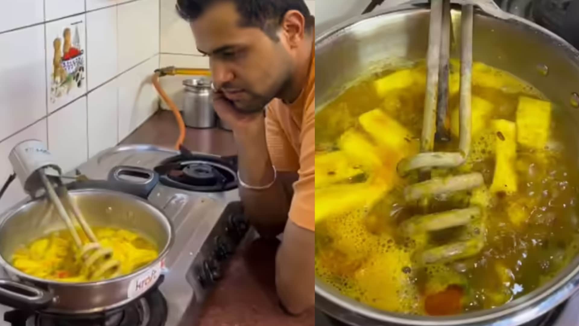 शख्स ने पानी गर्म करने वाली रॉड से बनाई सब्