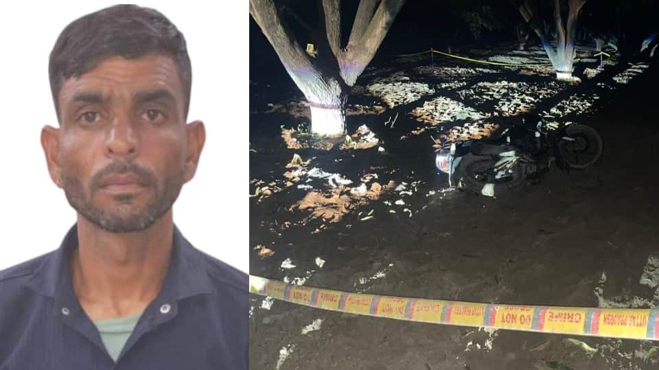 शहजाद की फाइल फोटो और घटनास्थल पर पड़ी बाइक।