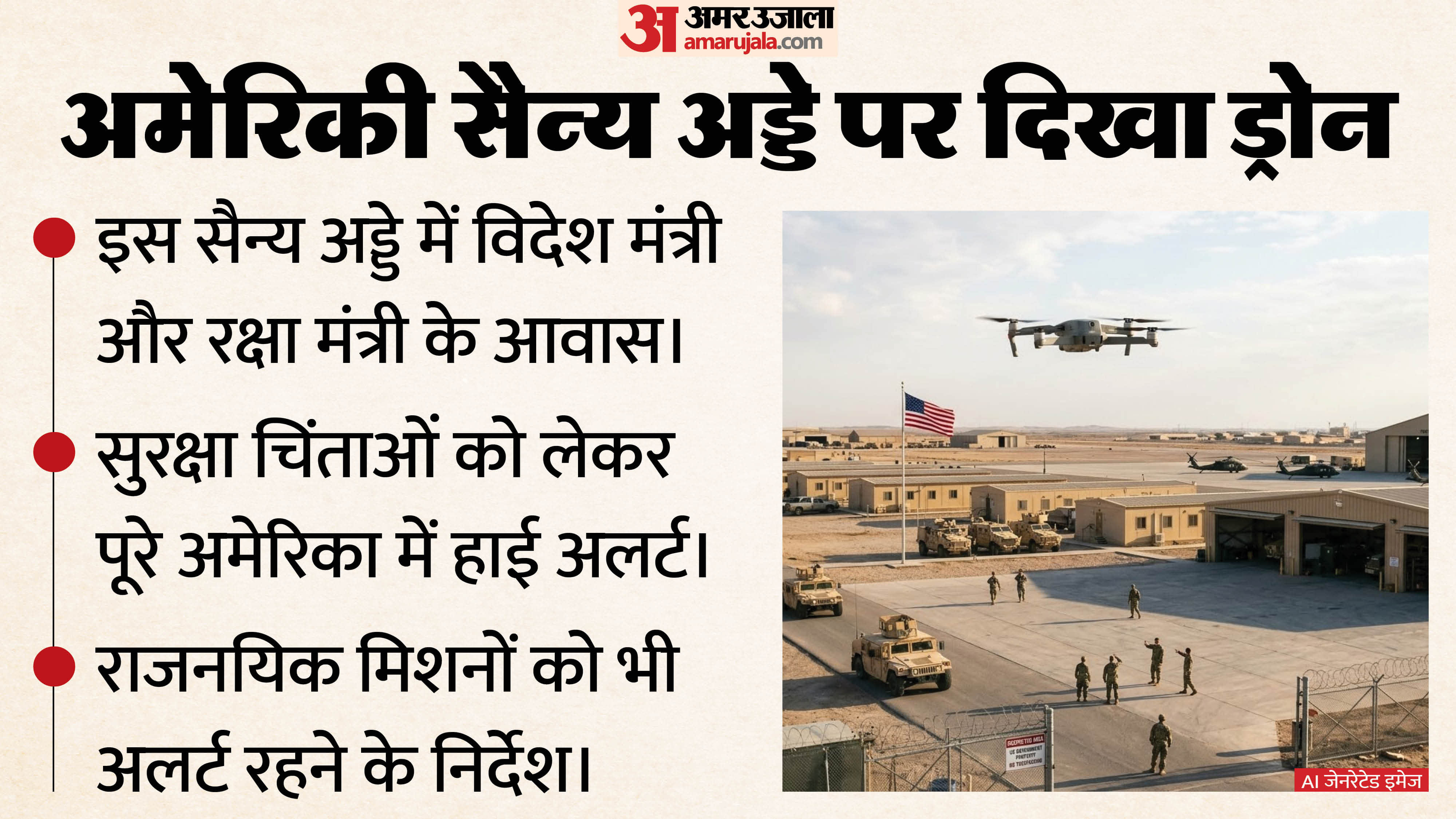 अमेरिकी सैन्य अड्डे के ऊपर दिखा संदिग्ध ड्रोन