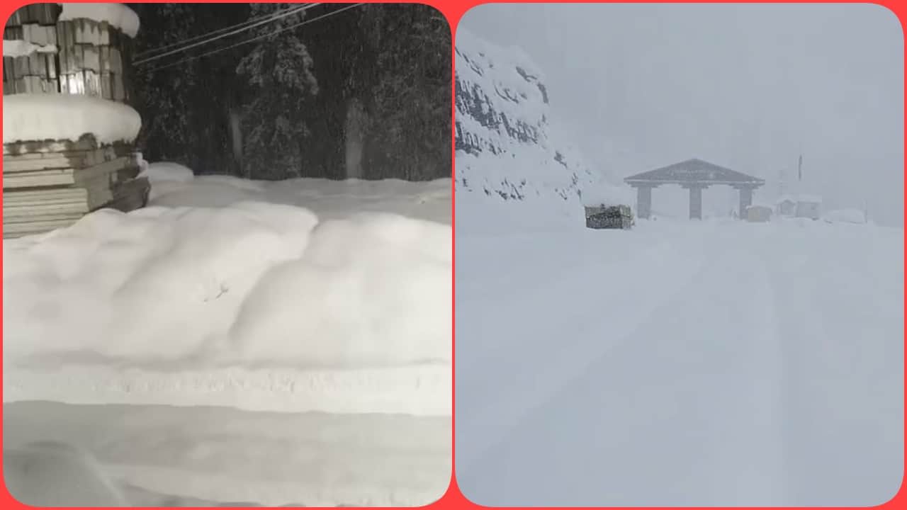 अटल टनल में हुई बर्फबारी।