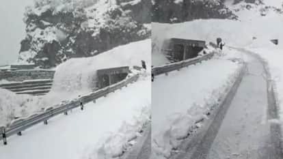 Heavy snowfall in Badrinath Dham, glaciers sliding rapidly highway closed
