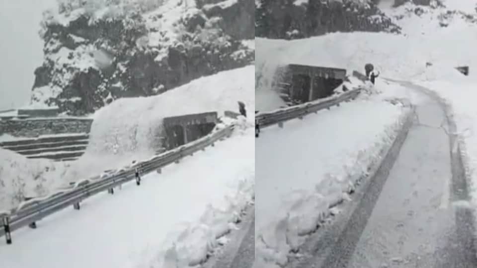 बदरीनाथ हाईवे पर ग्लेशियर