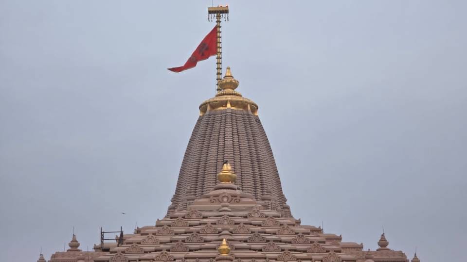 Ram Temple Flag Replaced for First Time Army Personnel Hoist New Flag on Morning of Hindu New Year