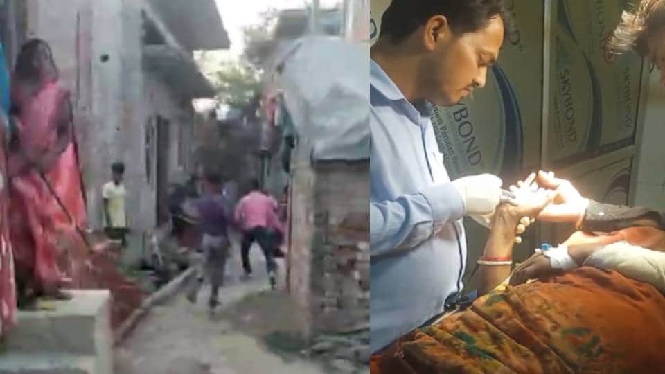 मारपीट की घटना, अस्पताल में भर्ती घायल।