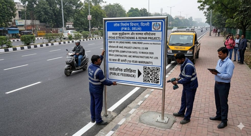 Delhi Introduces QR Codes on Roads: Check Project Details, Costs and Report Issues Instantly