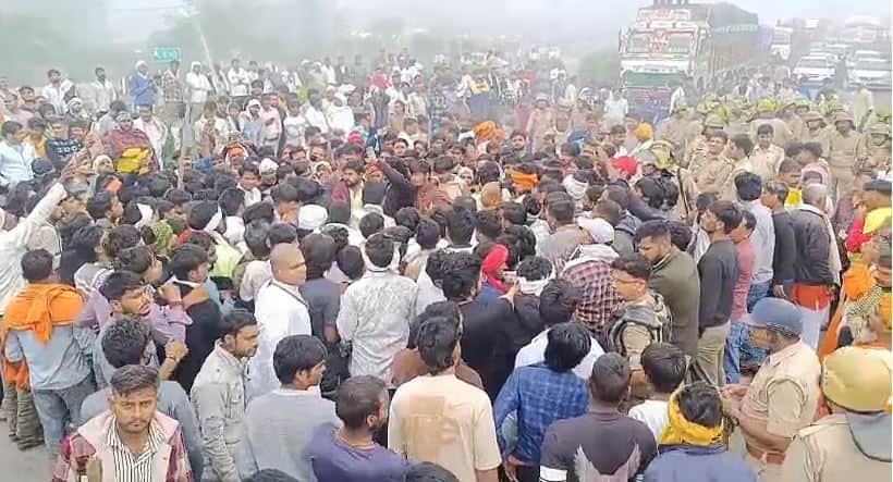 Massive Protest After Baba Chandrashekhar’s Death Delhi-Agra Highway  Blocked