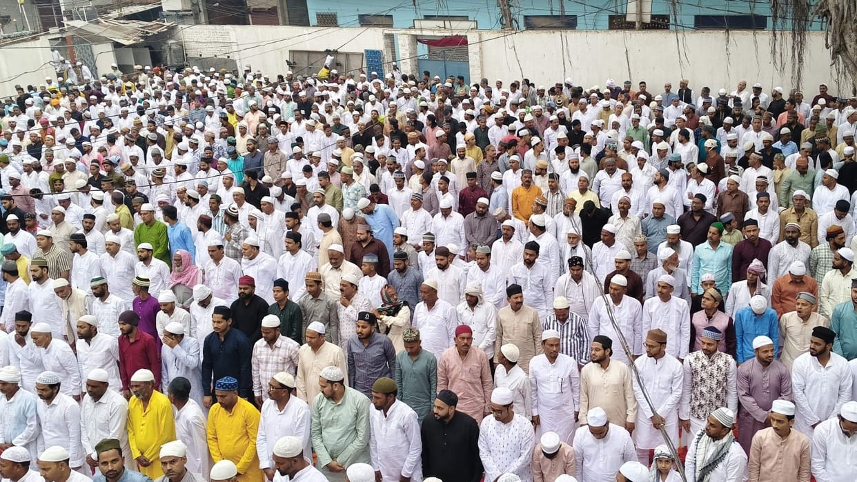 Eid Devotion Love Brotherhood Embracing one another people shared joy and displayed spirit of brotherhood