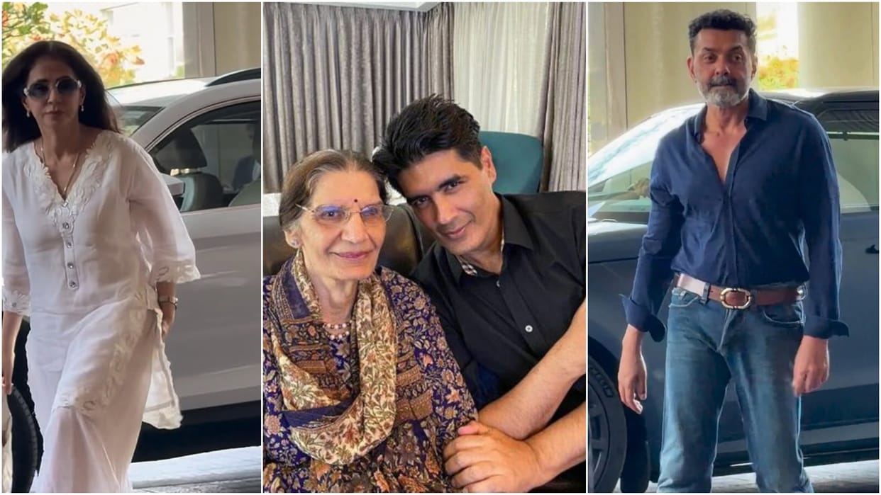 Bobby Deol Urmila Matondkar Twinkle Khanna Gauhar Khan And Celebs Attends Manish Malhotra Mother Prayer Meet