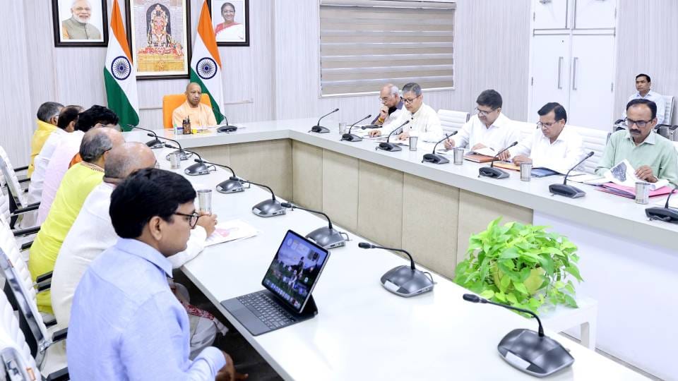CM Yogi Adityanath holds meeting on cow protection at his official residence in Lucknow