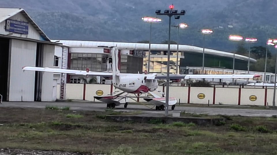 Dehradun: sea plane wheel catches fire, forced to stop on runway