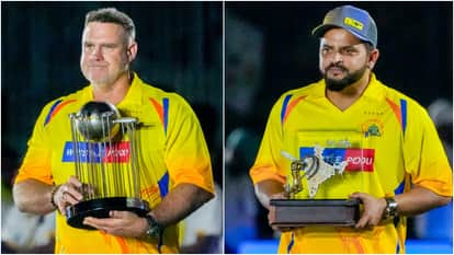 Chennai Super Kings Roar 2026: Mahendra Singh Dhoni felicitated Sanju Samson, Shivam Dube, and Ayush Mhatre