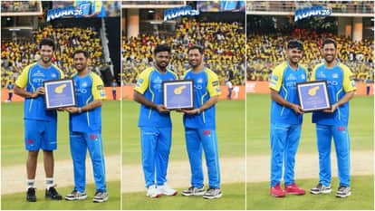 Chennai Super Kings Roar 2026: Mahendra Singh Dhoni felicitated Sanju Samson, Shivam Dube, and Ayush Mhatre