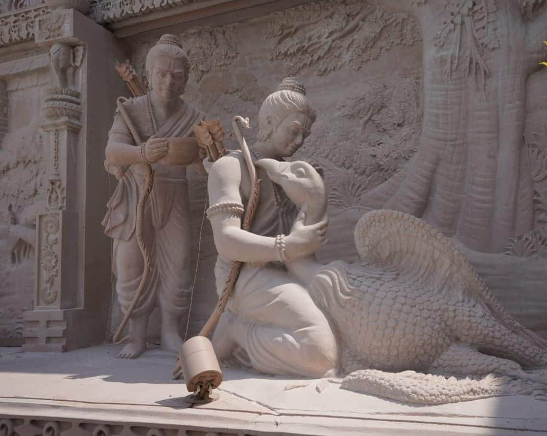 Ayodhya: Divine murals from Ramayana carved on the lower plinth of Ram Temple